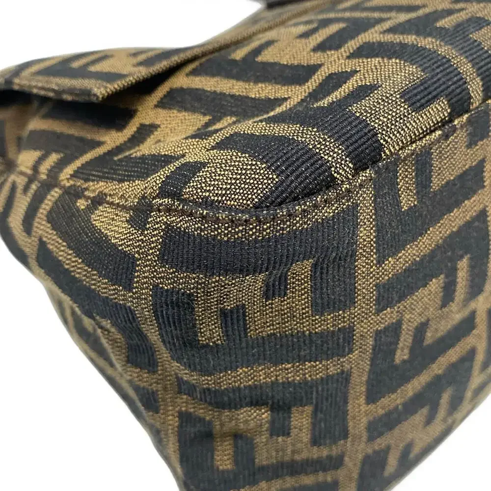 Fendi Mamma bucket / Zucchino pattern Handbag Brown Dark Brown Jacquard Leather
